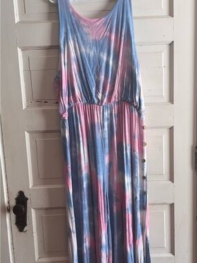 Tie-Dye Sleeveless Jumpsuit - Pink & Blue